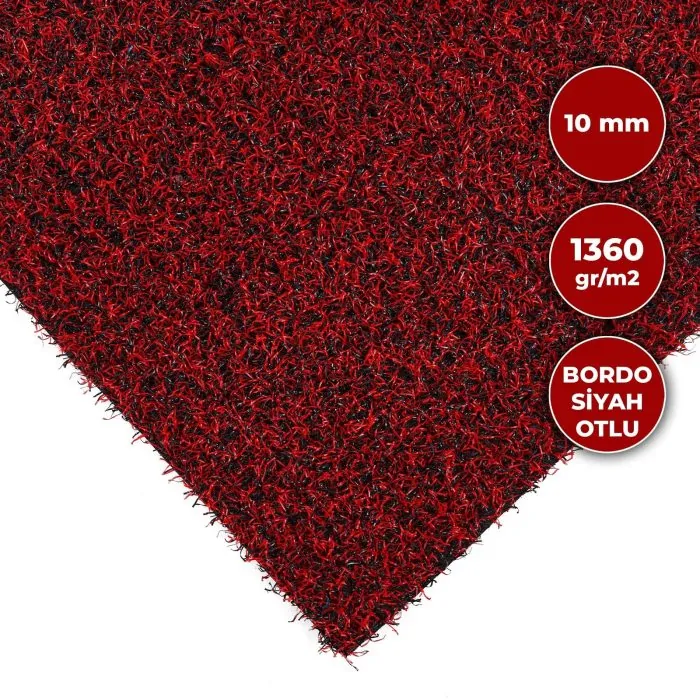 10mm Protokol Bordo Çim Halı 1360 gr - Görsel 2