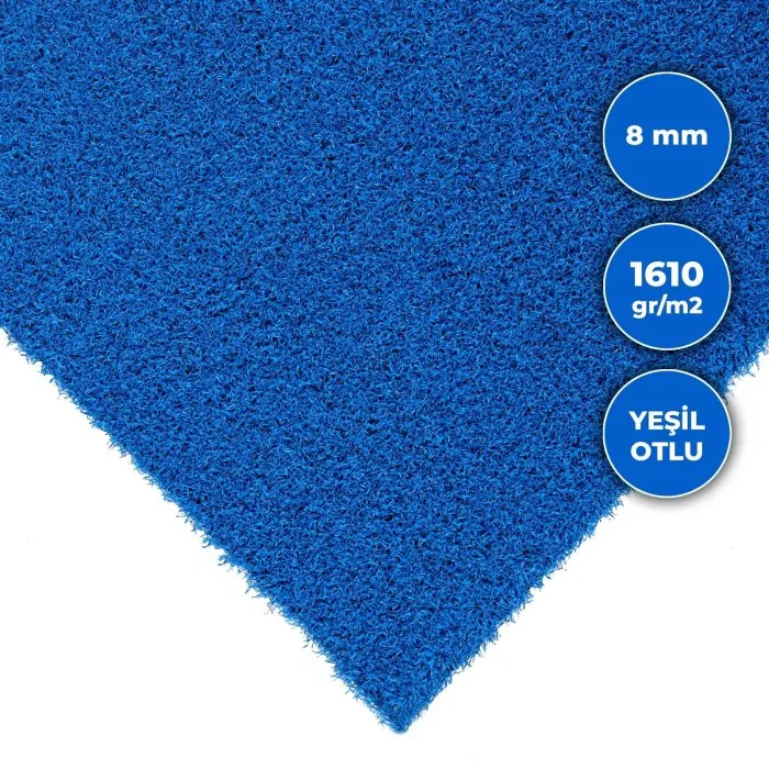 8mm Kıvırcık Mavi Çim Halı 1610 gr - Görsel 2