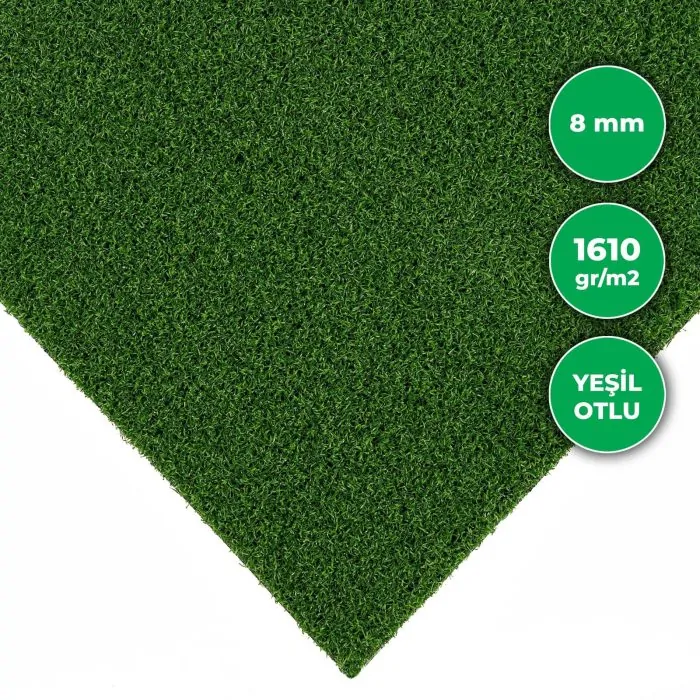 8mm Kıvırcık Yeşil Çim Halı 1610 gr - Görsel 2