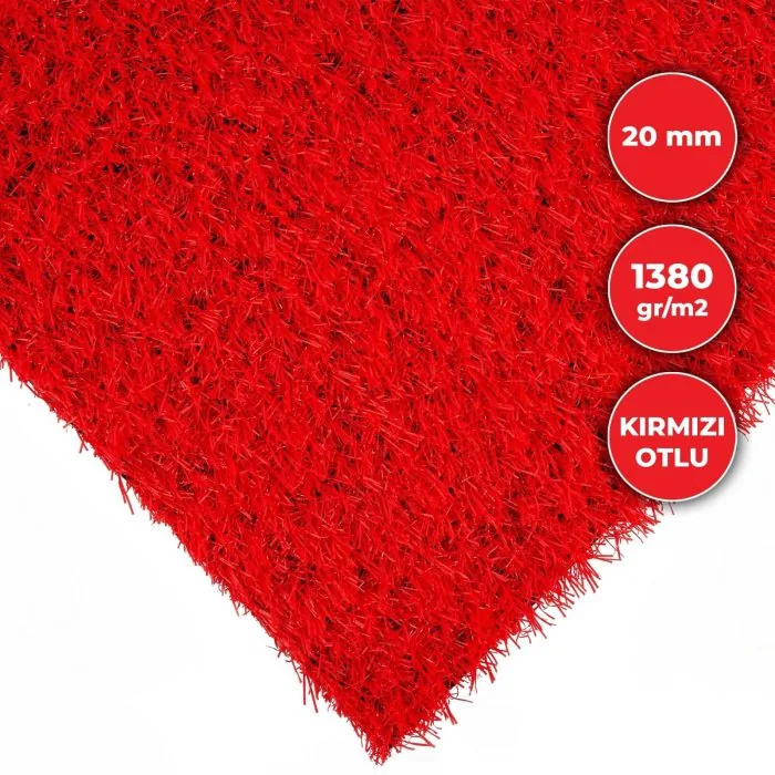 Kırmızı Çim Halı 20mm Luxury 1380 gr - Görsel 2